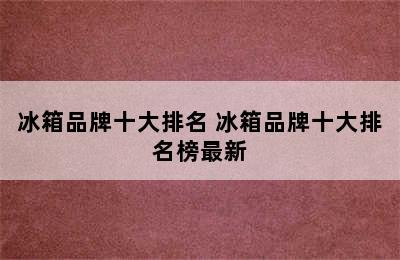 冰箱品牌十大排名 冰箱品牌十大排名榜最新